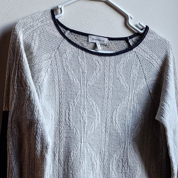Monteau Light Gray/Black Scoop Neck Sweater Size Small - Picture 4 of 16
